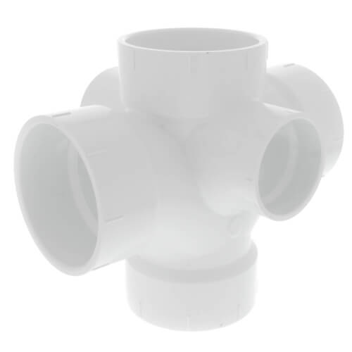 Main product image of 3" PVC DWV Double Sanitary Tee w/ 2" R & L Side Inlets