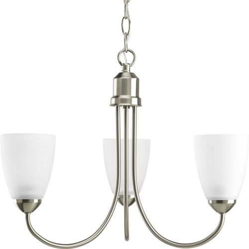 Main product image of Gather 3 Light Brushed Nickel Etched Glass Traditional Chandelier Light