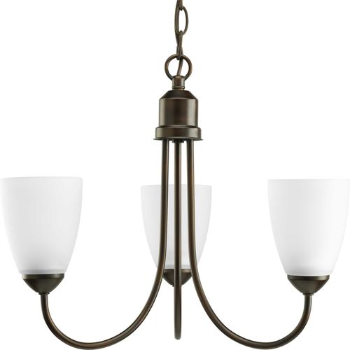 Main product image of Gather 3 Light Antique Bronze Etched Glass Traditional Chandelier Light
