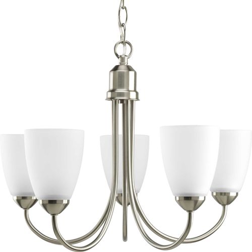 Main product image of Gather 5 Light Brushed Nickel Etched Glass Traditional Chandelier Light