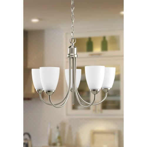 Main product image of Gather 5 Light Antique Bronze Etched Glass Traditional Chandelier Light