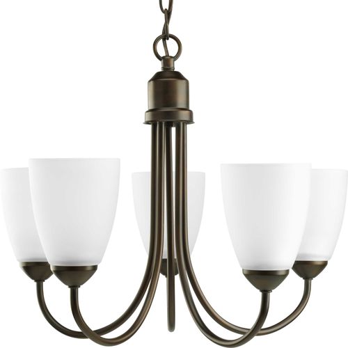 Main product image of Gather 5 Light Antique Bronze Etched Glass Traditional Chandelier Light