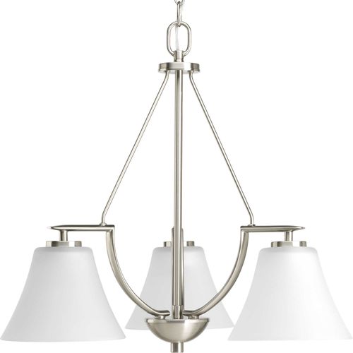 Main product image of Bravo 3 Light Brushed Nickel Etched Glass Modern Chandelier Light