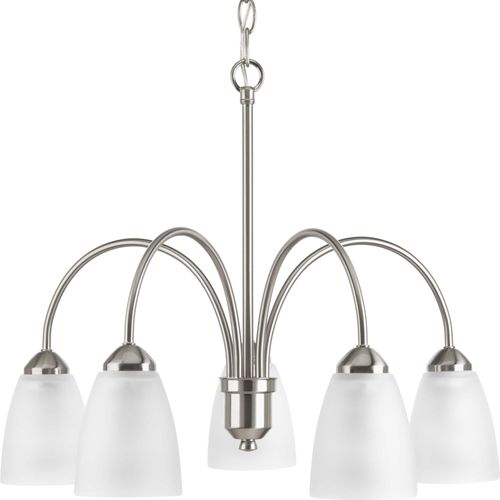 Main product image of Gather 5 Light Brushed Nickel Etched Glass Traditional Chandelier Light