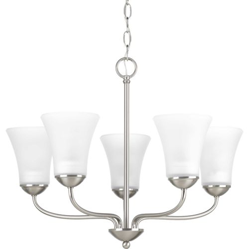 Main product image of Classic 5 Light Brushed Nickel Etched Glass Traditional Chandelier Light