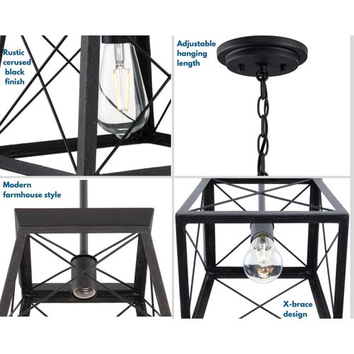 Main product image of Briarwood 1 Light Textured and Cerused Black Farmhouse Style Hanging Mini-Pendant Light
