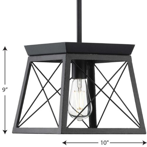 Main product image of Briarwood 1 Light Textured and Cerused Black Farmhouse Style Hanging Mini-Pendant Light