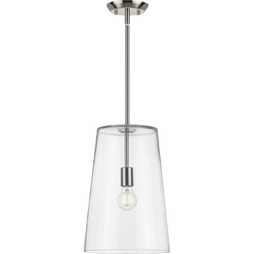 Main product image of Clarion 1 Light Black Clear Glass Transitional Pendant