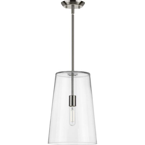 Main product image of Clarion 1 Light Black Clear Glass Transitional Pendant