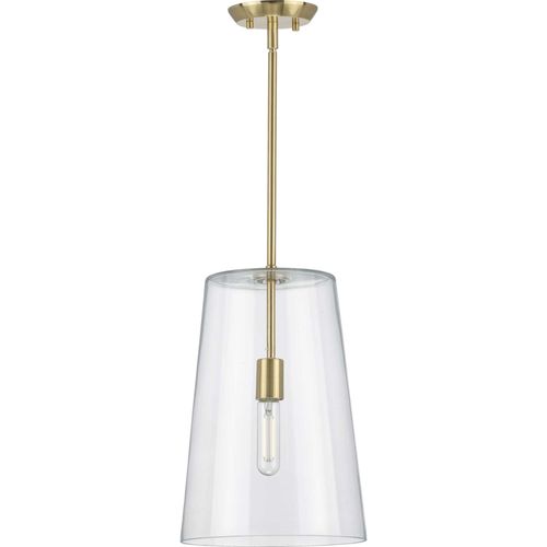 Main product image of Clarion 1 Light Black Clear Glass Transitional Pendant
