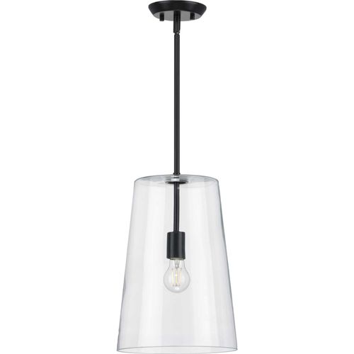 Main product image of Clarion 1 Light Black Clear Glass Transitional Pendant