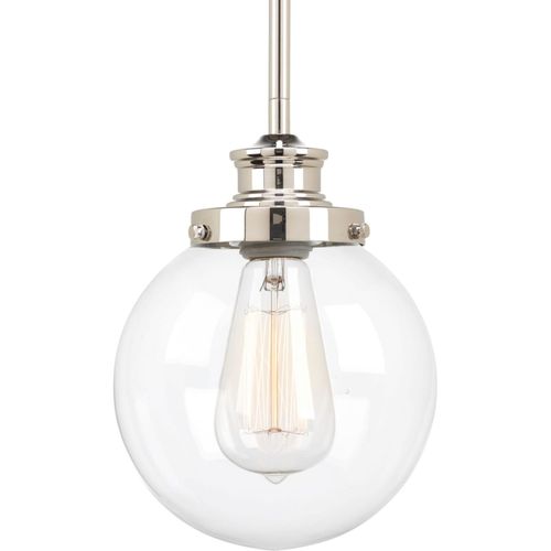 Main product image of Penn 1 Light Polished Nickel Clear Glass Farmhouse Mini-Pendant Light