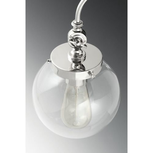 Main product image of Penn 1 Light Polished Nickel Clear Glass Farmhouse Mini-Pendant Light
