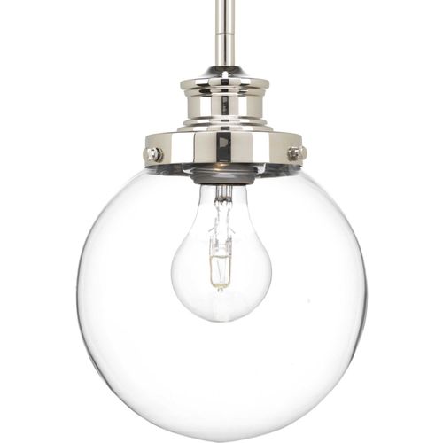 Main product image of Penn 1 Light Polished Nickel Clear Glass Farmhouse Mini-Pendant Light