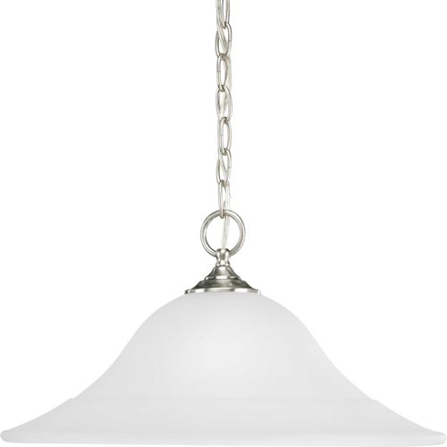 Main product image of Trinity 1 Light Brushed Nickel Etched Glass Traditional Pendant Light