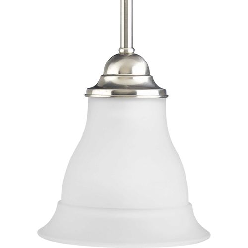 Main product image of Trinity 1 Light Brushed Nickel Etched Glass Traditional Mini-Pendant Light