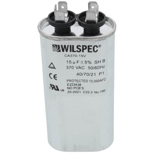 Main product image of 15 mfd 370v Oval run capacitor, P5130B