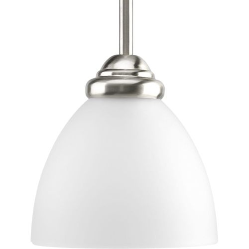 Main product image of Heart 1 Light Brushed Nickel Etched Glass Traditional Mini-Pendant Light