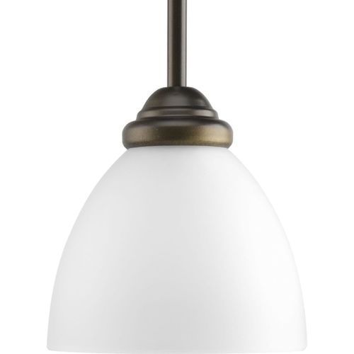 Main product image of Heart 1 Light Brushed Nickel Etched Glass Traditional Mini-Pendant Light