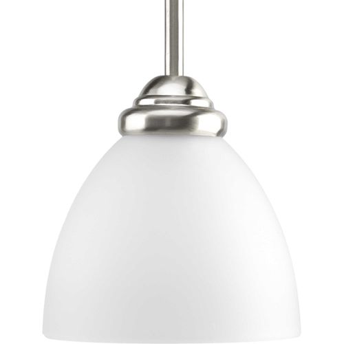 Main product image of Heart 1 Light Brushed Nickel Etched Glass Traditional Mini-Pendant Light