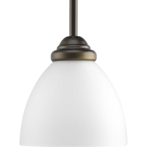 Main product image of Heart 1 Light Brushed Nickel Etched Glass Traditional Mini-Pendant Light