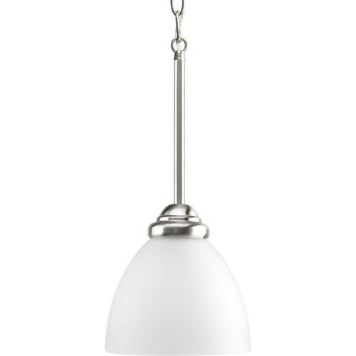 Main product image of Heart 1 Light Brushed Nickel Etched Glass Traditional Mini-Pendant Light