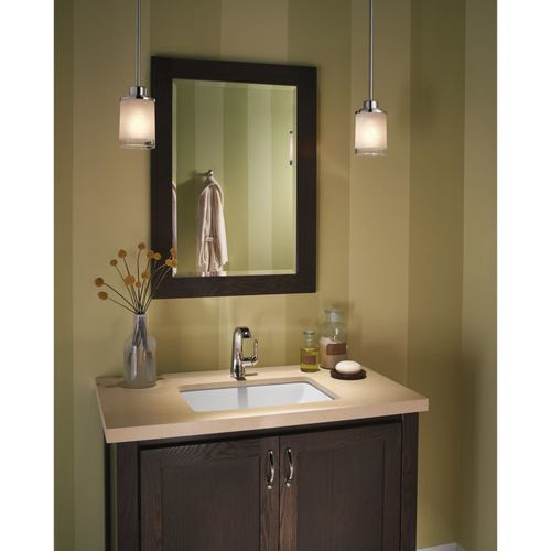 Main product image of Alexa 1 Light Brushed Nickel Etched Linen w/ Clear Edge Glass Modern Mini-Pendant Light