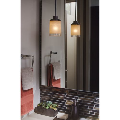 Main product image of Alexa 1 Light Brushed Nickel Etched Linen w/ Clear Edge Glass Modern Mini-Pendant Light