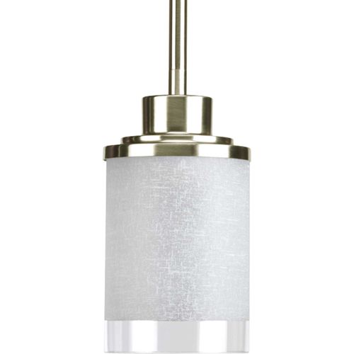 Main product image of Alexa 1 Light Brushed Nickel Etched Linen w/ Clear Edge Glass Modern Mini-Pendant Light