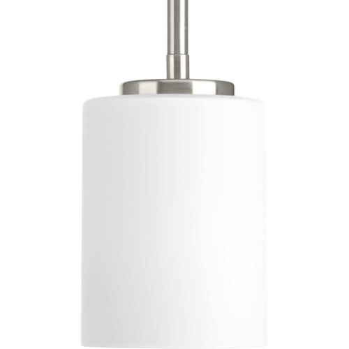 Main product image of Replay 1 Light Brushed Nickel Etched White Glass Modern Mini-Pendant Light