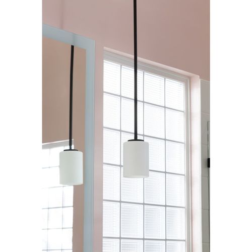 Main product image of Replay 1 Light Textured Black Etched White Glass Modern Mini-Pendant Light