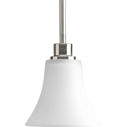Main product image of Joy 1 Light Brushed Nickel Etched Glass Traditional Mini-Pendant Light