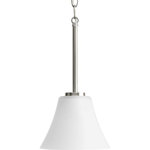 Main product image of Bravo 1 Light Brushed Nickel Etched Glass Modern Mini-Pendant Light