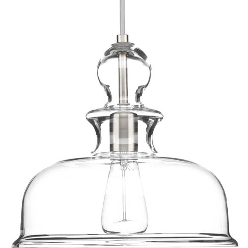 Main product image of Staunton 1 Light Brushed Nickel Clear Glass Global Pendant Light