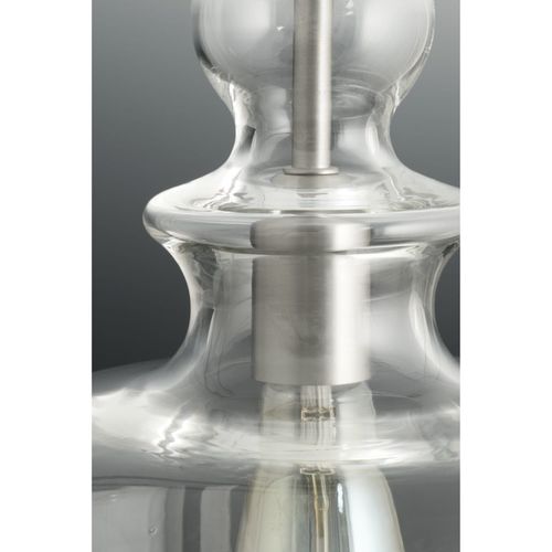 Main product image of Staunton 1 Light Brushed Nickel Clear Glass Global Pendant Light