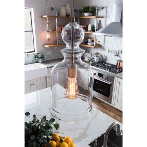 Main product image of Staunton 1 Light Brushed Nickel Clear Glass Global Pendant Light