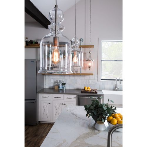 Main product image of Staunton 1 Light Brushed Nickel Clear Glass Global Pendant Light