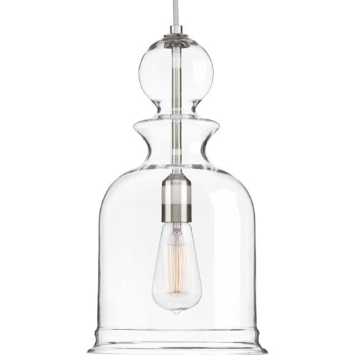 Main product image of Staunton 1 Light Brushed Nickel Clear Glass Global Pendant Light