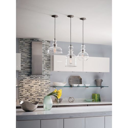 Main product image of Staunton 1 Light Brushed Nickel Clear Glass Global Pendant Light