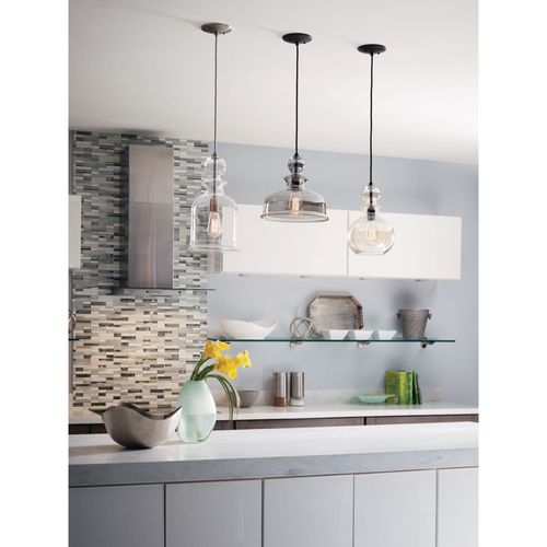 Main product image of Staunton 1 Light Brushed Nickel Clear Glass Global Pendant Light