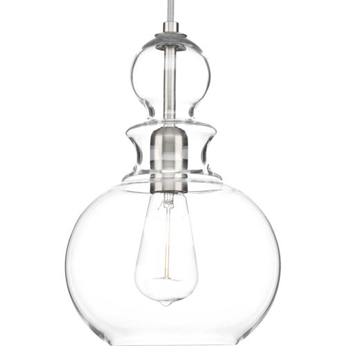 Main product image of Staunton 1 Light Brushed Nickel Clear Glass Global Pendant Light