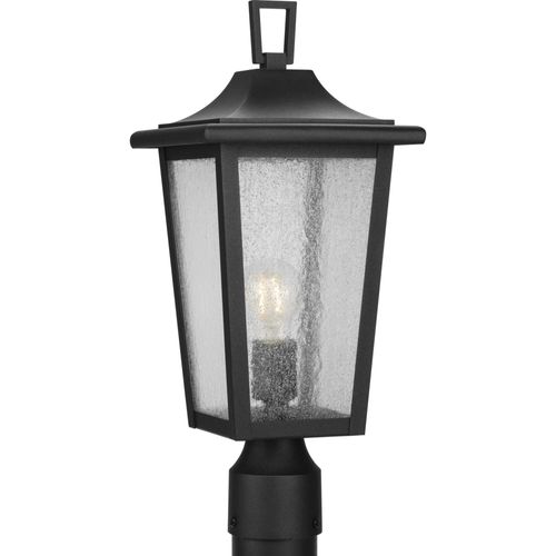 Main product image of Padgett 1 Light Transitional Textured Black Clear Seeded Glass Outdoor Post Light