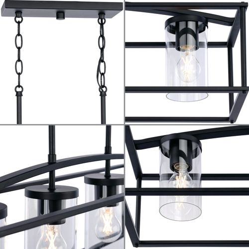 Main product image of Swansea 4 Light 6" Matte Black Transitional Outdoor Chandelier w/ Clear Glass Shades