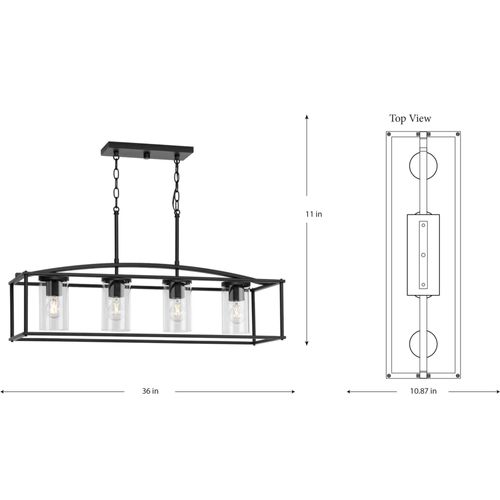 Main product image of Swansea 4 Light 6" Matte Black Transitional Outdoor Chandelier w/ Clear Glass Shades