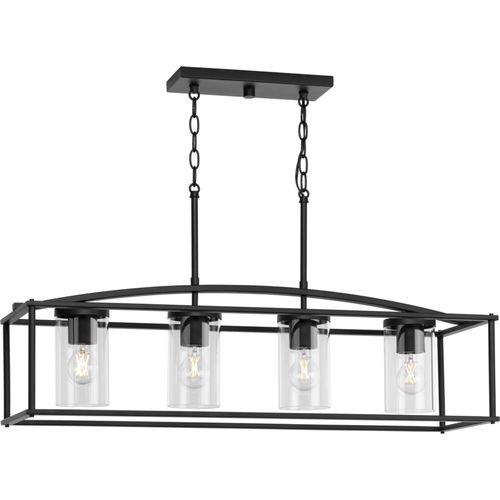Main product image of Swansea 4 Light 6" Matte Black Transitional Outdoor Chandelier w/ Clear Glass Shades