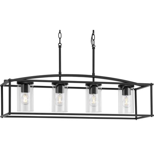 Main product image of Swansea 4 Light 6" Matte Black Transitional Outdoor Chandelier w/ Clear Glass Shades