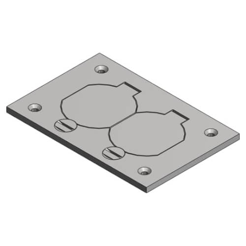 Main product image of Multi-Gang Aluminum Cover Plate for Power and Communications Floor Boxes w/ Duplex Lift Lids