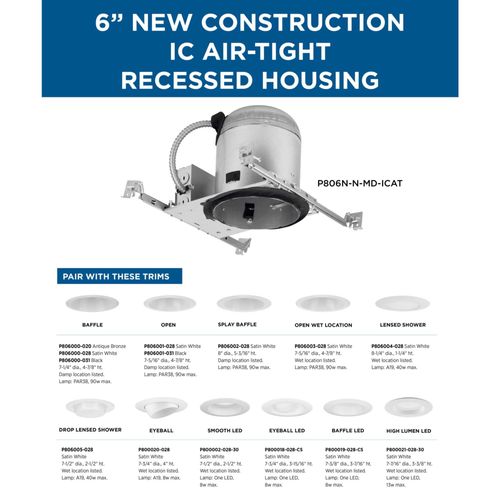Main product image of 6" Recessed New Construction Housing Air-Tight IC Housing