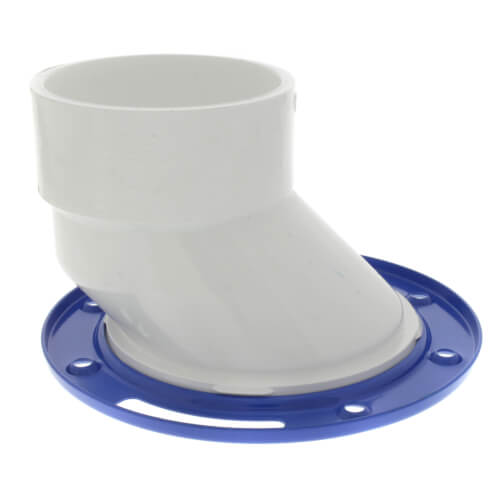 Main product image of 4" x 3" PVC DWV, 1-1/2" Offset Closet Flange w/ Adjustable Metal Ring