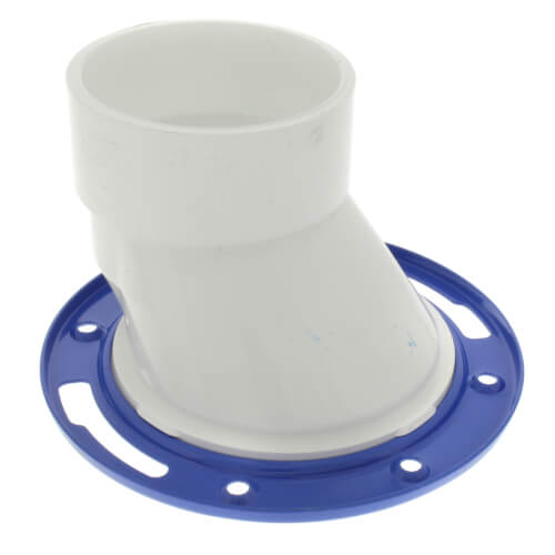 Main product image of 4" x 3" PVC DWV, 1-1/2" Offset Closet Flange w/ Adjustable Metal Ring